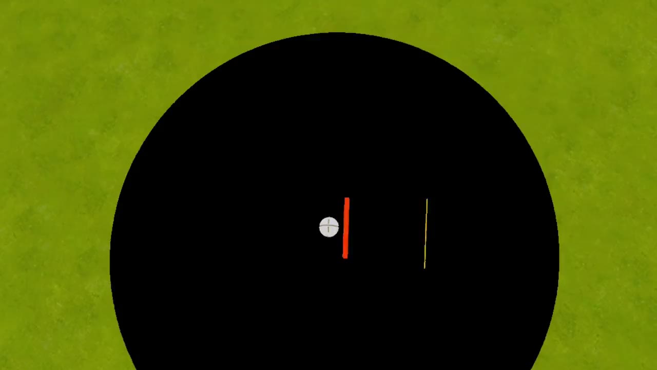 The putting stroke model: an animated putter head swinging back and through beside the ball, with a backstroke length marker.